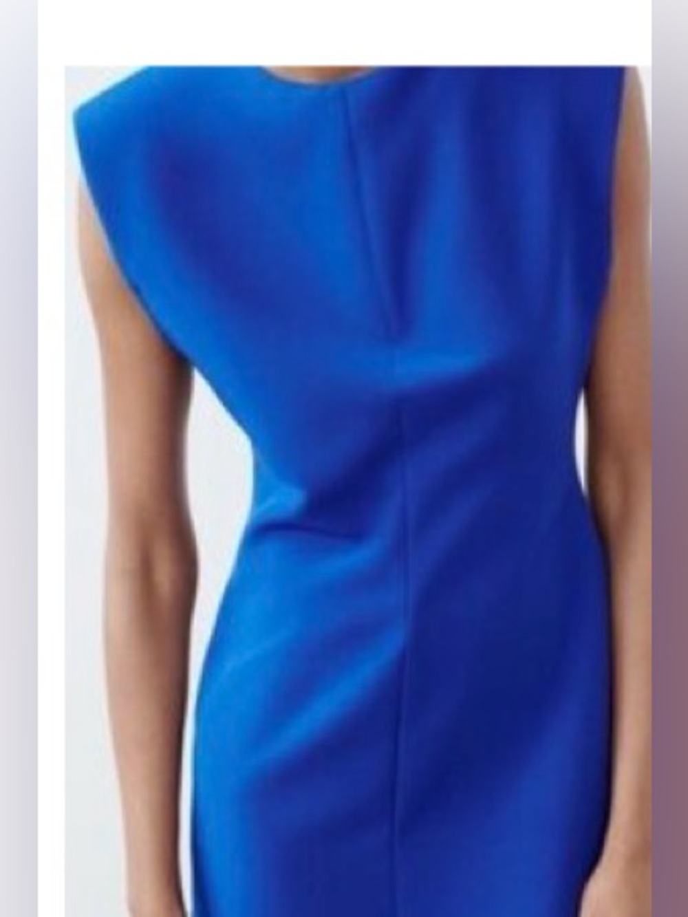 Zara Cobalt Blue Mini Dress with Structured Shoulders SZ L STRETCHY NWOT